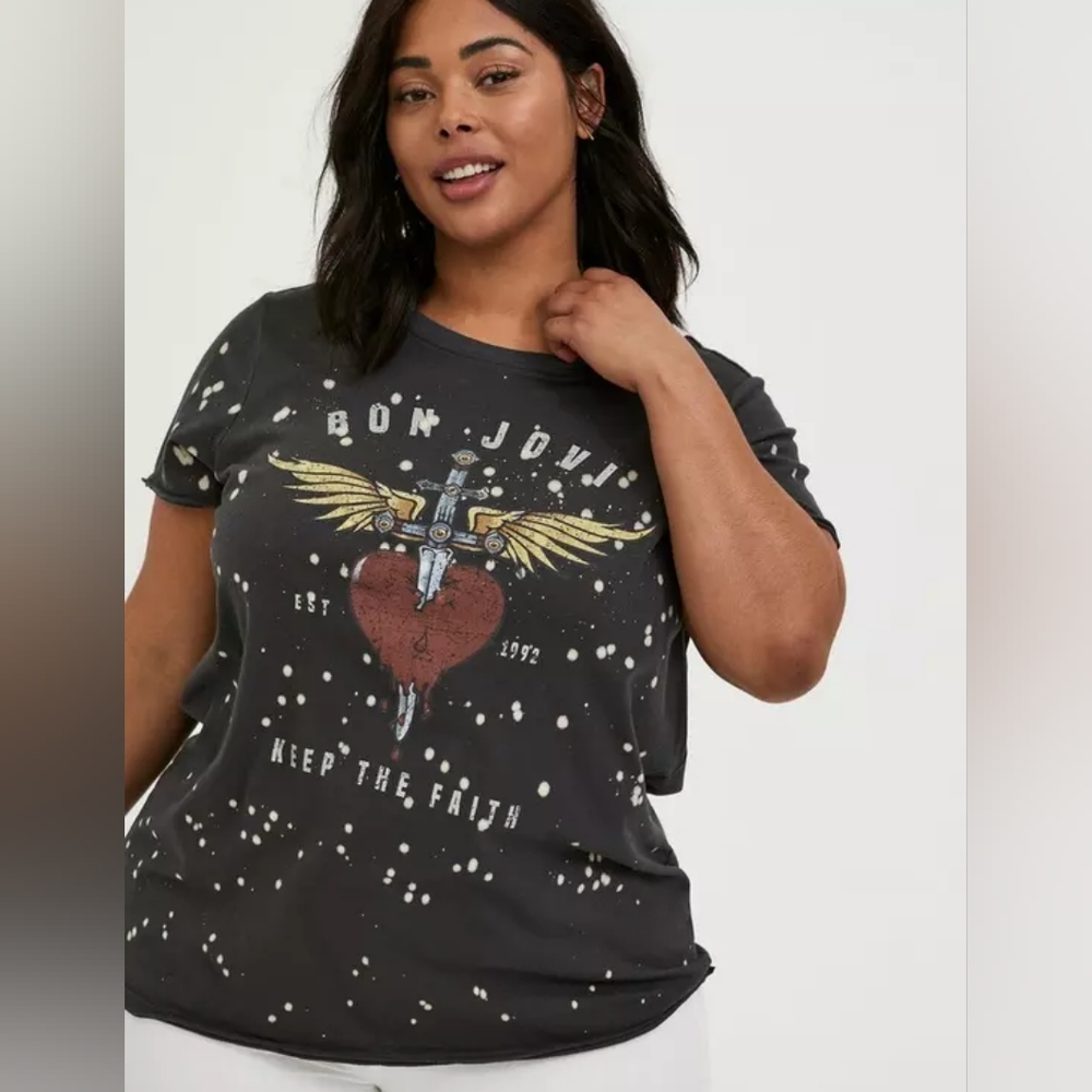 Bon Jovi Black Splatter Crew Neck Shirt